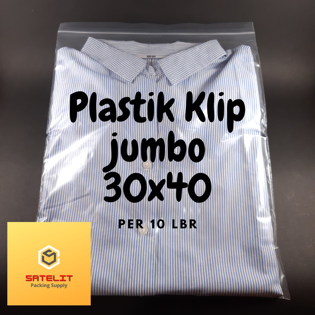 Jual PLASTIK KLIP / ZIPLOCK 30 X 40 CM ISI 10 LBR - PLASTIK KLIP BAJU