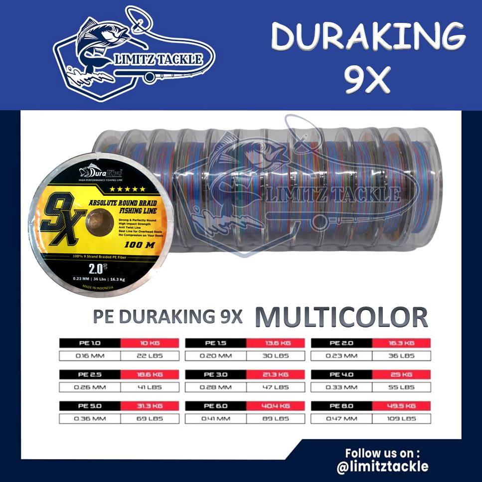 Senar Pancing Benang PE DURAKING 9X Multicolor 100m Connecting