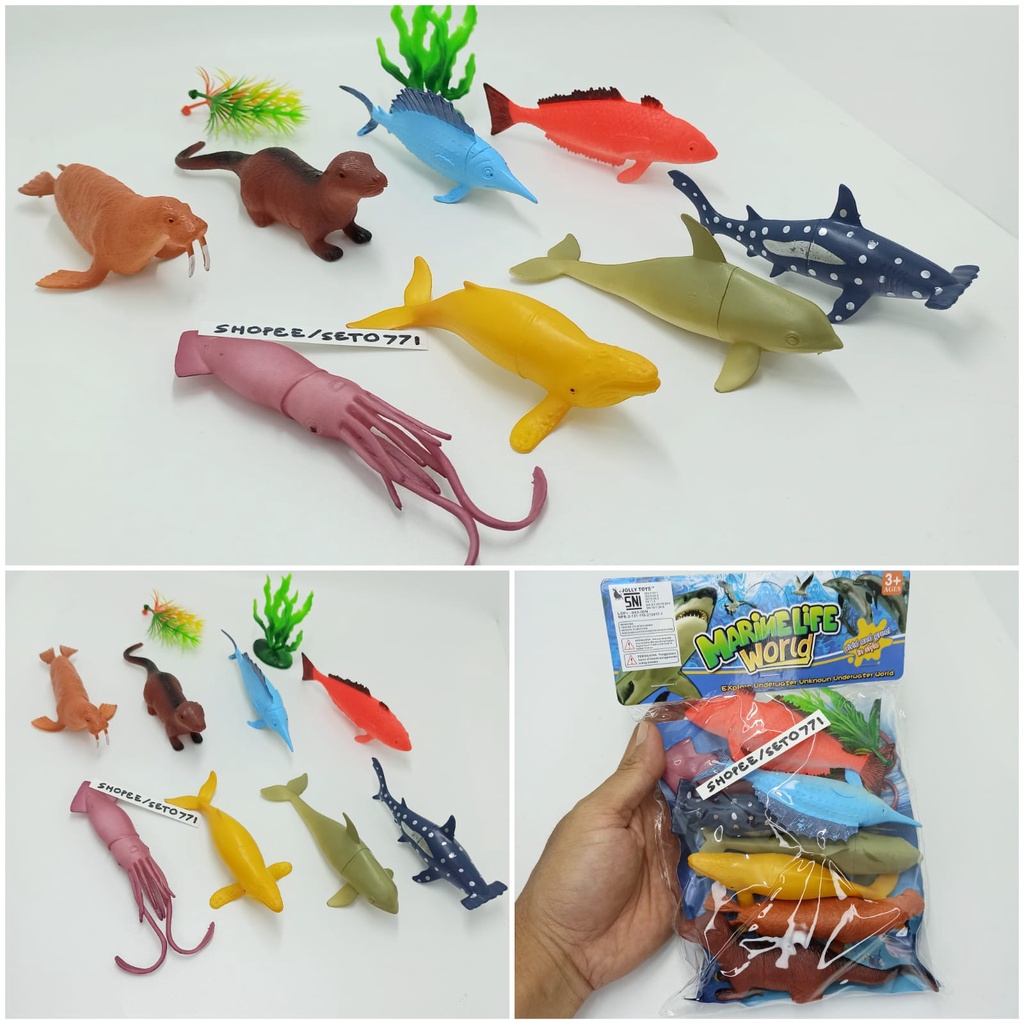 Mainan Karet Berang-berang Hiu Paus Lumb-lumba Cumi Marlin Lumba Berang Hewan Laut Sea Animal