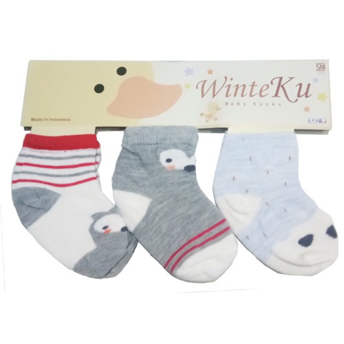 3 Pasang Kaos Kaki Bayi Winteku-Motif Girl&amp;Boy set 3in1 Murah-Vegasus Store(COD)