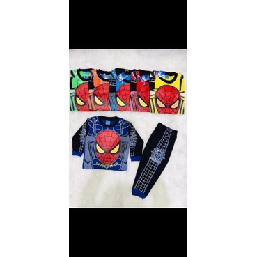 setelan anak spiderman 1 2 3 4 5 6 tahun kaos lengan panjang anak cowok laki laki