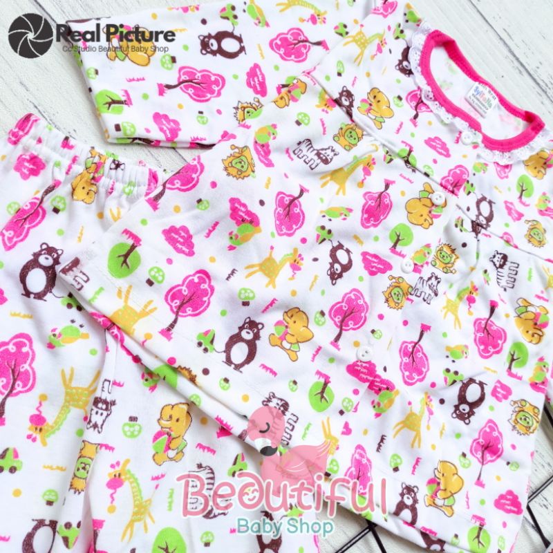 Setelan Baju Bayi Panjang Motif Animal Zoo / Setelan Piyama Bayi Perempuan / Baju Bayi Merk Syifana / Baju Bayi Perempuan / Baby.ou_