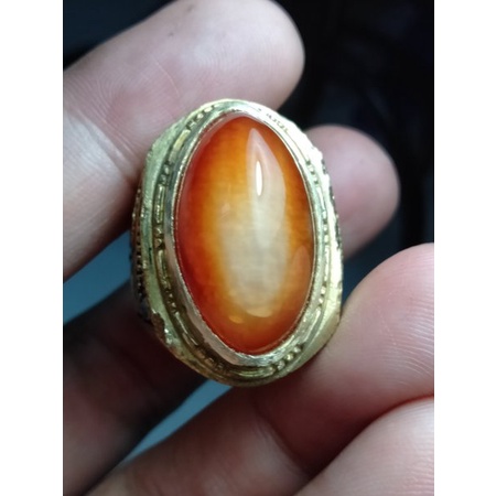 NATURAL AKIK PANDAN NANAS MINI NO 44 RING ALPAKA SUPER