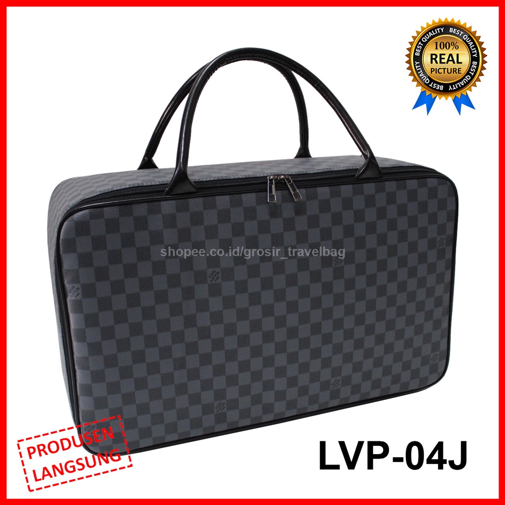 Travel Bag Jumbo Premium - Tas Travel Jumbo (LVP Kotak abu) - Tas Pakaian - Travel Bag Wanita -Trave