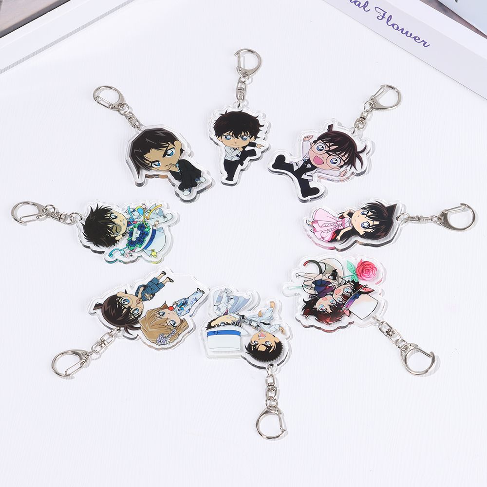 ROW Student gifts Acrylic Mau Lilan Double-sided pendant Detective Conan Shinichi Exquisite trinkets Animation peripherals Keychain Conan Metal