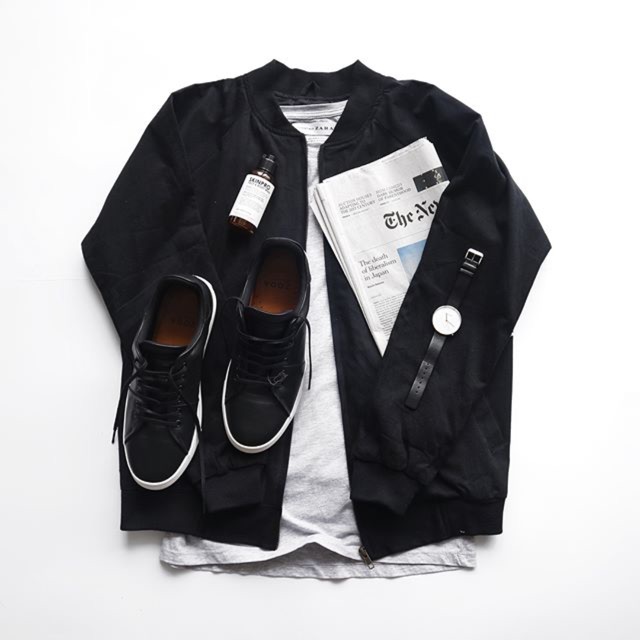 Canvas Suede Bomber Black