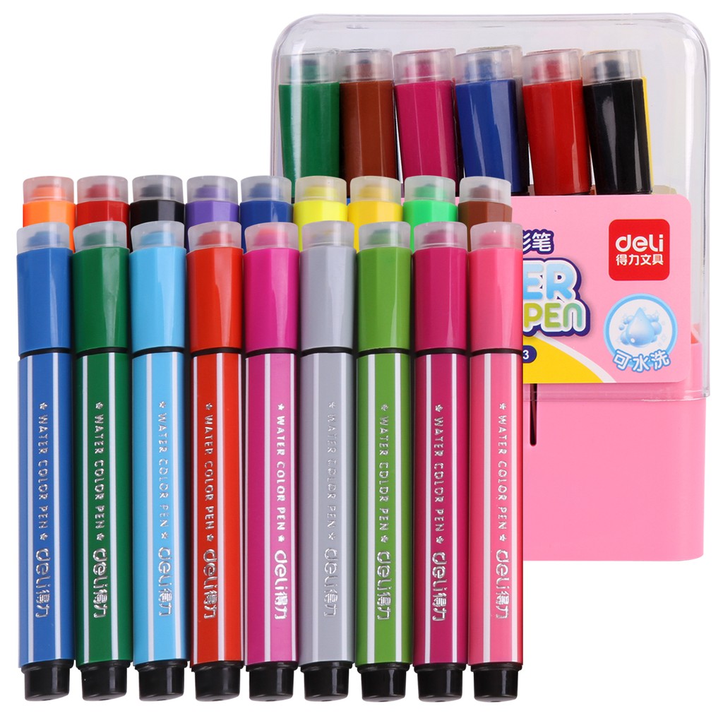 

Deli Felt Watercolor Pen With Tamp 12/18/24/36 Colors 70652 70653 70654 70655