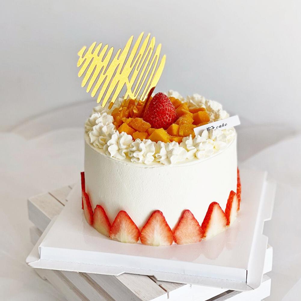 Topper Kue Bentuk Hati Bahan Akrilik Warna Emas Dapat Digunakan Kembali Untuk Dekorasi