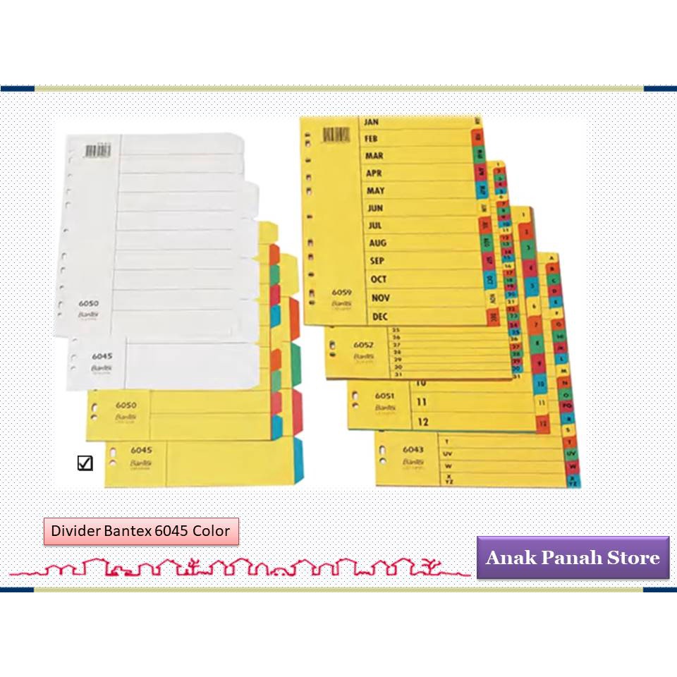

Divider / Pembatas File Bahan Karton Merk Bantex Type 6045