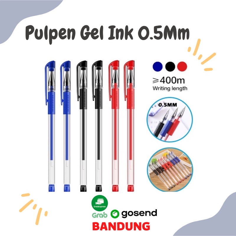 

Pulpen Gel Ink 0.5Mm Alat Tulis Sekolah / Kantor / Pena Pen Tinta Cair Standart Warna Merah Hitam Biru Bandung