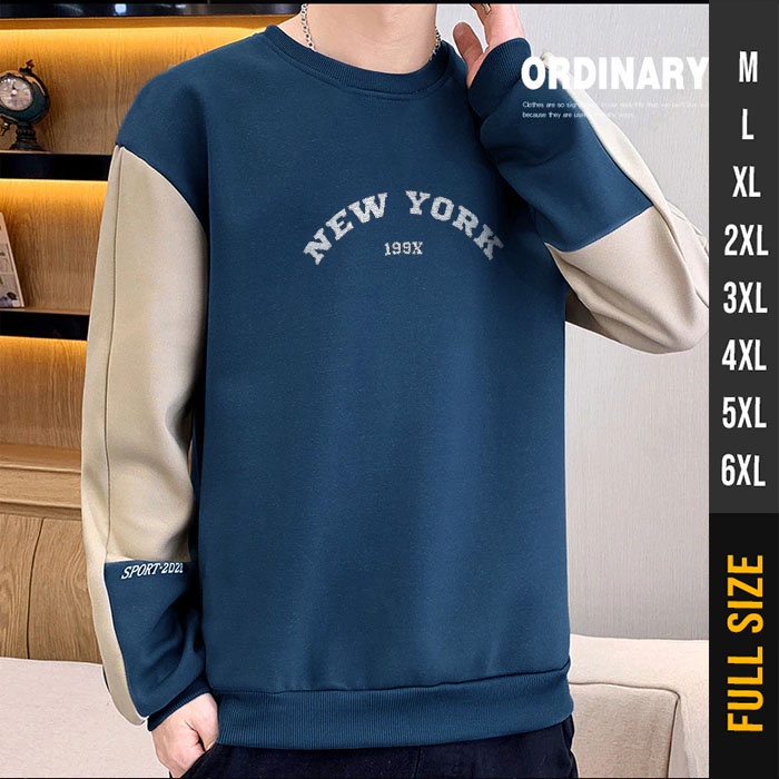 SWEATER CREWNECK OVERSIZE SWETER PRIA WANITA BIG SIZE  SWITER NEW YORK JUMBO