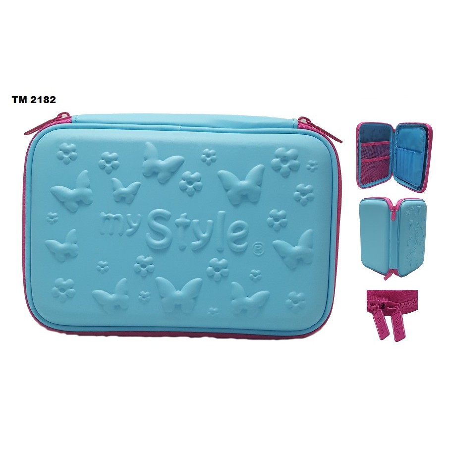 

MY STYLE TM 2182 Blue Butterfly Hardtop Pencil Case