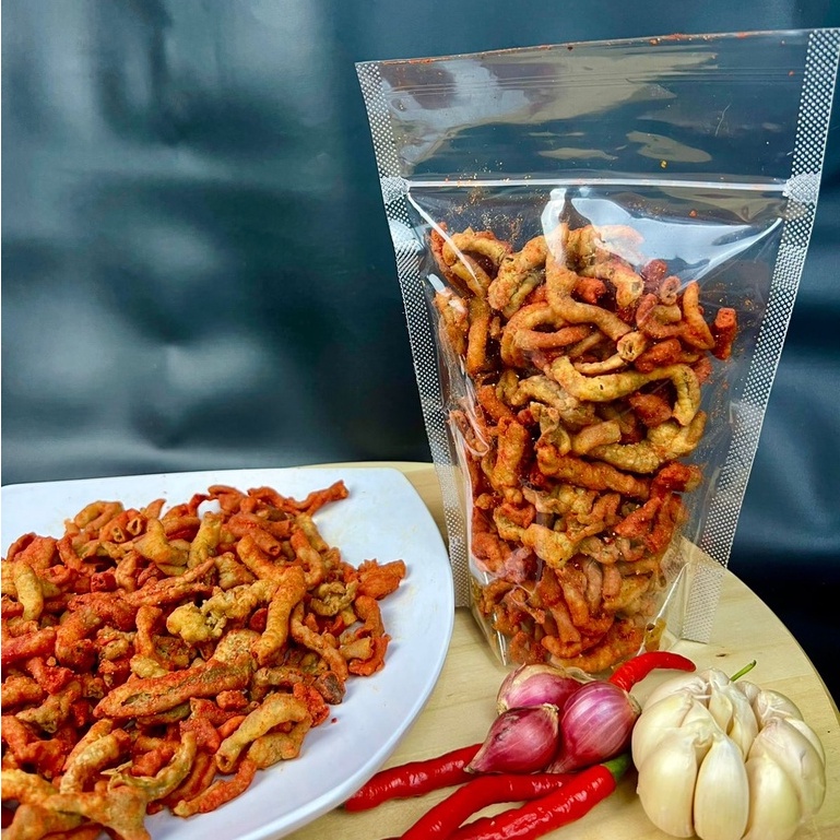 SNACK BASRENG KRIPIK KACA 50 GR USUS CRISPY GURIH KRIUK LADA KEBLINGER-Usus Crispy Pedas