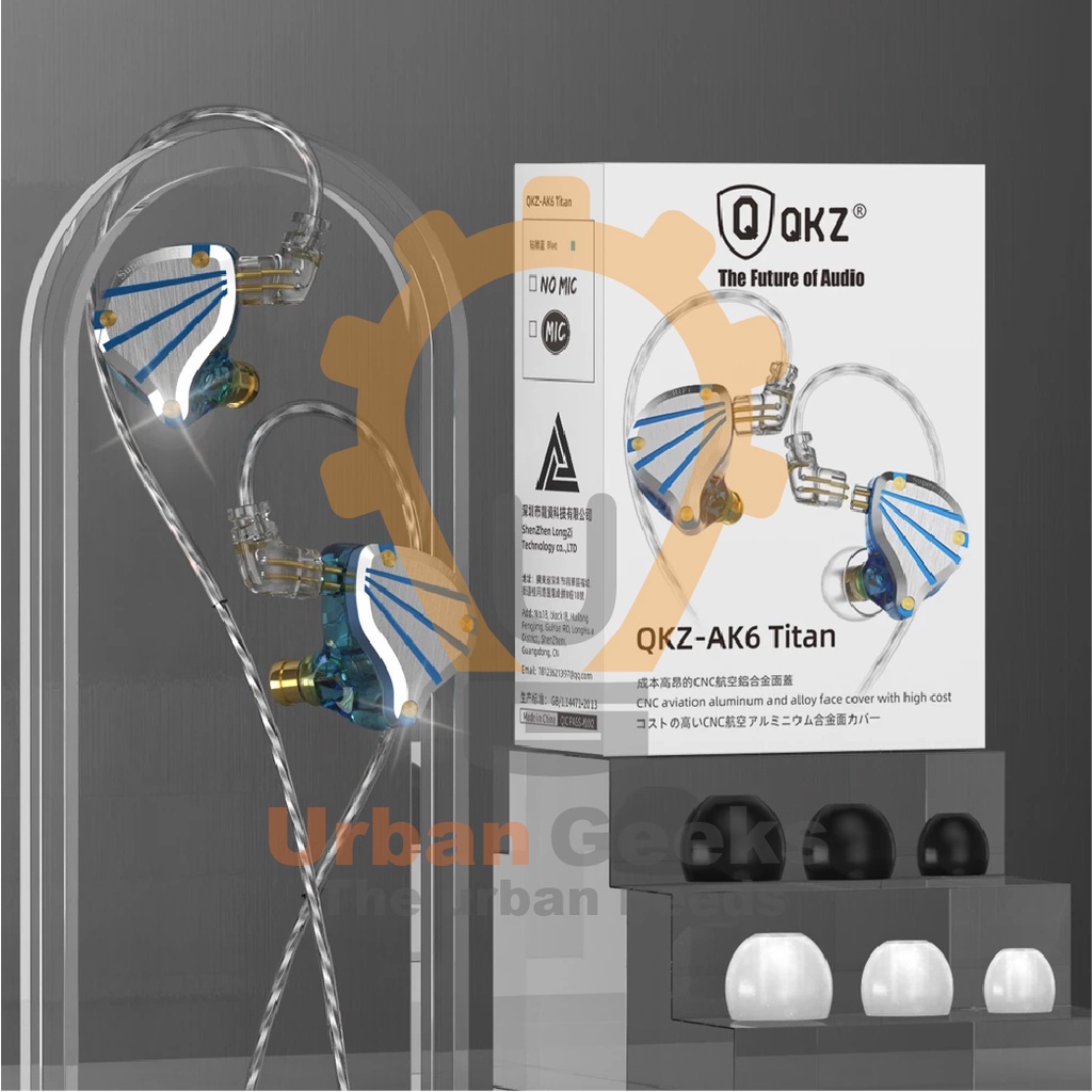 Metal Earphone QKZ AK6 Titan Super HIFI Bass Dynamic In Ear Monitor