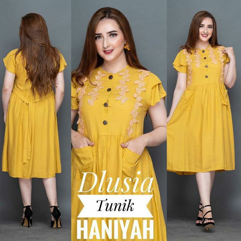 DASTER ARAB DLUSIA TUNIK HANIYAH|| RAYON SUPER GRADE A || RESLETING-Ds HN Yellow