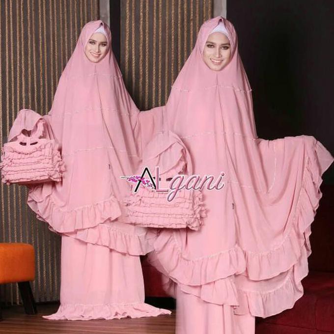 PENGIRIMAN CEPAT OPEN PO MUKENA RUFFLE PINK BY AL GANI, REDI KAMIS 23 JUNI, LIMITED KEKINIAN MURAH