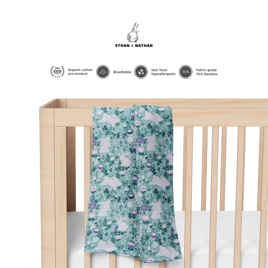 Ethan + Nathan - Baby Swaddle Blanket Pattern Bunny in Wonder