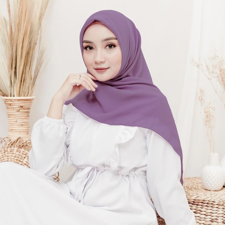 BELLA SQUARE Hijab Segiempat Warna Part1 Jilbab Pollycotton Premium [COD] [Go-Send]-BEIGE
