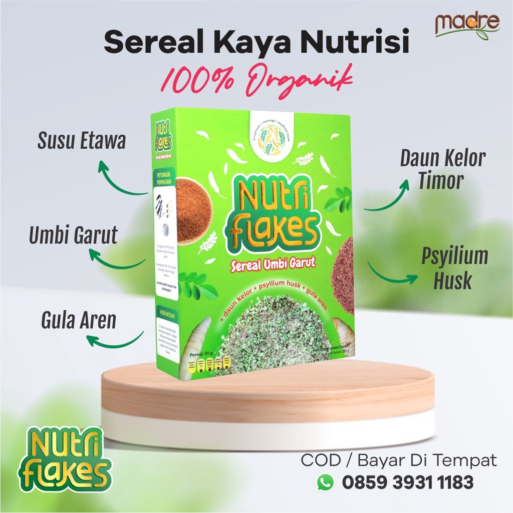 

NUTRIFLAKES SEREAL UBI GARUT ASAM LAMBUNG | SEREAL UMBI GARUT PENYEMBUH ASAM LAMBUNG GERD MAAG PENGGANTI SARAPAN | MAKANAN TERAPI ASAM LAMBUNG & MAAG - 100% ALAMI / UMBI GARUT / DAUN KELOR / SUSU KAMBING ETAWA / OAT / MAKANAN SEHAT / MASALAH PENCERNAAN KR