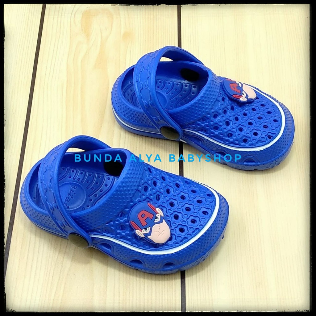 Sendal  Bayi Usia 6 - 12 Bulan Karet NAVY - Sepatu Sandal Anak Cowok Anti Licin Superhero Size 18 - 19