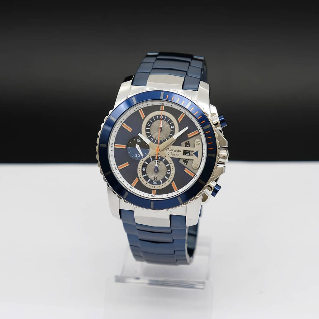 Jam Tangan Alexadre Christie AC 6455 Silver Blue Original