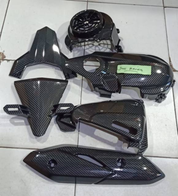 Cover tutup carbon 1 set honda beat esp fi new cvt tutup kipas tameng plat no ducktrail filter hawa dan knalpot zoro paket