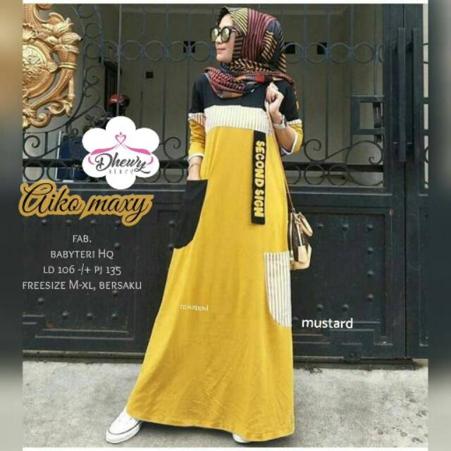 Gamis kaos casual gamis sporty longdress kaos maxy sporty Aiko Maxy by Dhewy