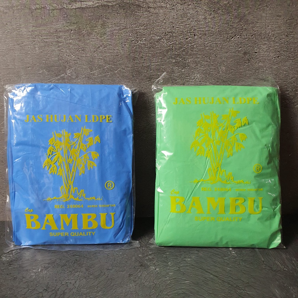 JAS HUJAN PONCO BAMBU PLASTIK LDPE LENGAN PANJANG MERK BAMBU PONCHO BAHAN TEBAL