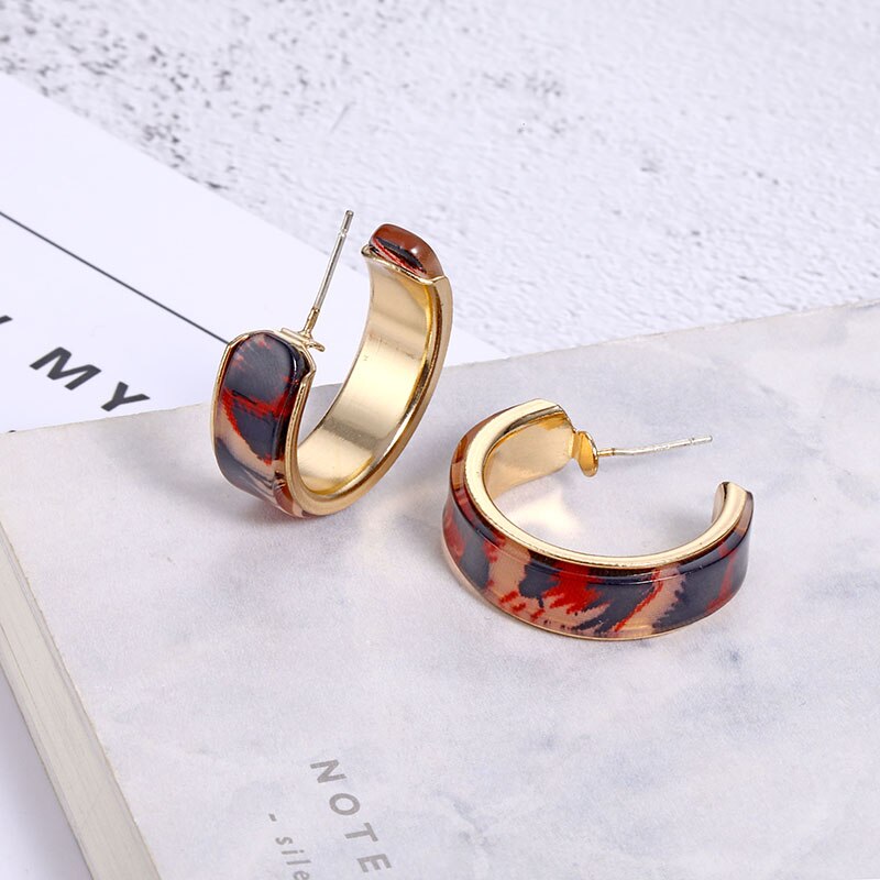 Anting Bentuk Bulat Geometris Bahan Logam Gaya Vintage Korea Untuk Wanita