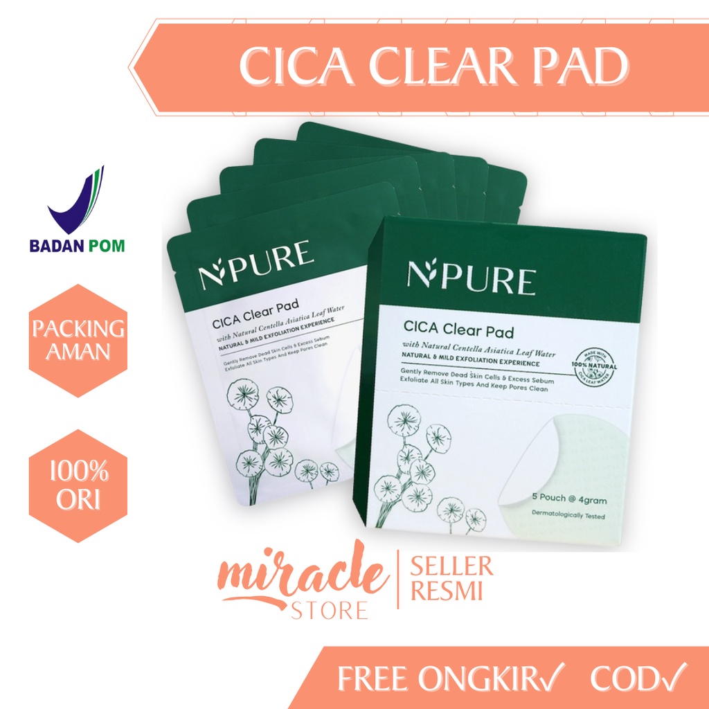 1PCS CICA CLEAR PAD BY N'PURE NPURE EXFOLIATING PAD CENTELLA ASIATICA SKINCARE EKSFOLIASI WAJAH