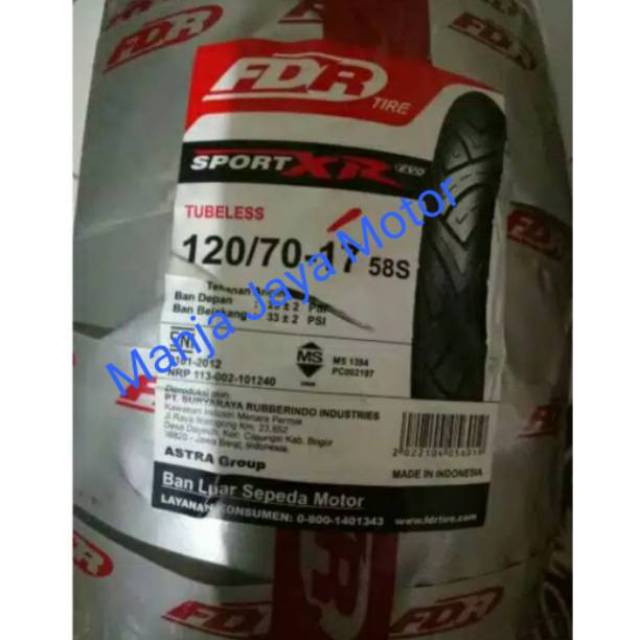 Ban TUBELESS FDR Sport XR 120/70-17 for Vixion/CBR 150R/Mega pro new/CB 150R/R-15/R-25/Byson/Ninja