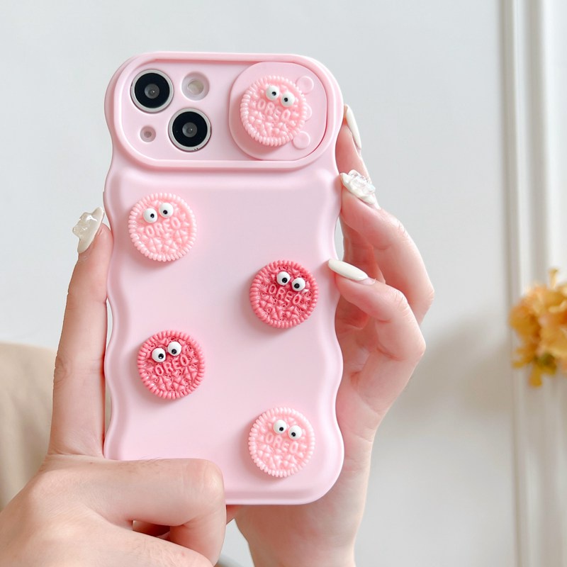 Soft Case Pelindung Kamera Desain Boneka Pink Hijau Oreos Untuk IPhone 11 12 13 14 Pro Max