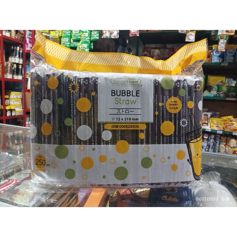 Sedotan Boba Steril isi 250 Hitam Plastik