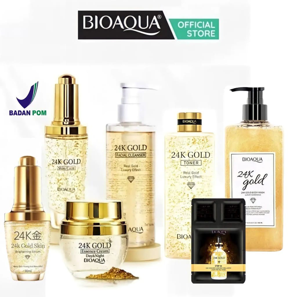 BIOAQUA 24K Gold Essence Cream 50g | Skincare Serum Toner | Face Wash Cleanser Pembersih Wajah BPOM