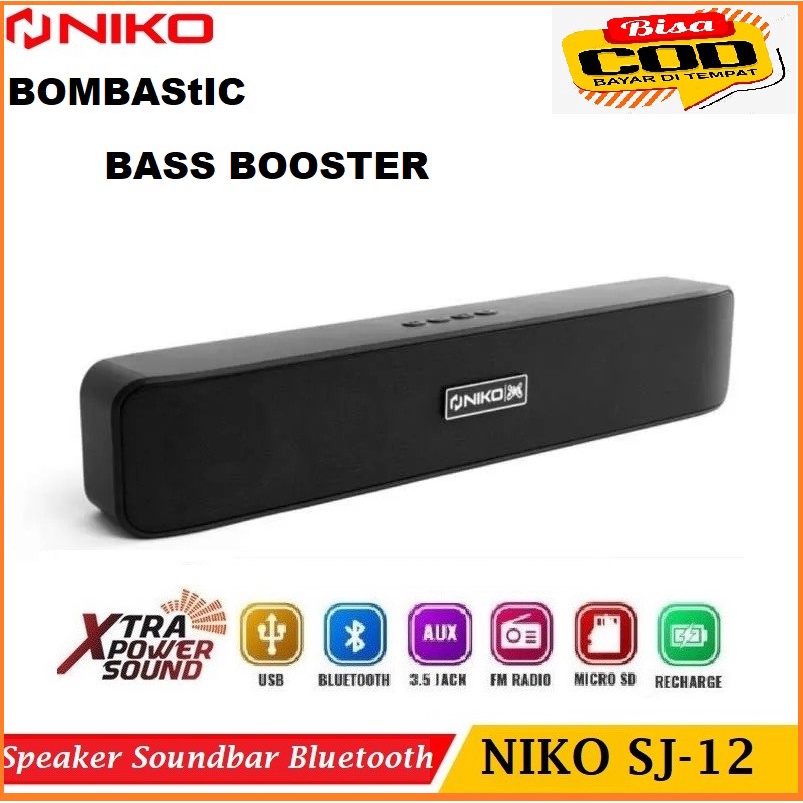 Speaker Soundbar Portable NIKO SJ-12 Bluetooth Portable Exstra Bass