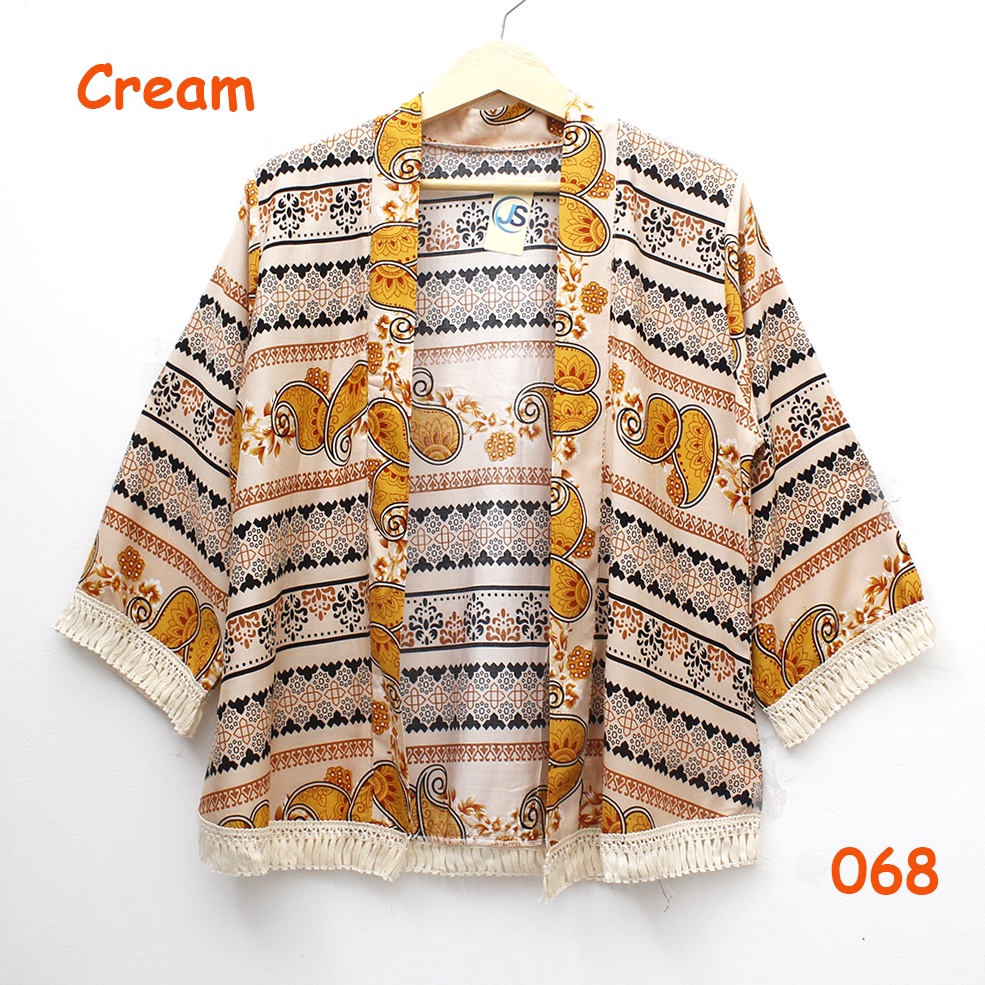 𝑱𝒂𝒌𝒂𝒓𝒕𝒂𝑭𝒂𝒔𝒉𝒊𝒐𝒏 kardigan katun motif renda rumbai cream motif etnic cardigan bohemian tribal adem