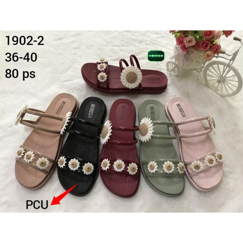 sandal selop wanita bunga