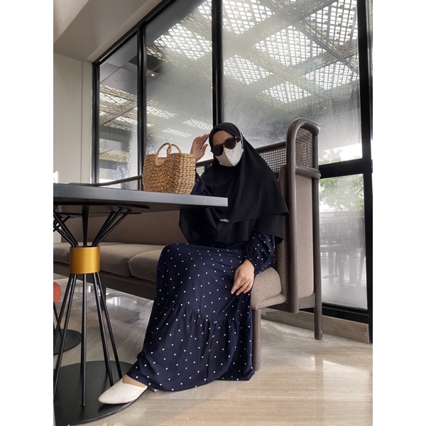 VINKA POLKA vol.2  DRESS / GAMIS RAYON POLKADOT PREMIUM / HOMEYDRESS POLKADOT HITAM BLACK MAROON NAVY-3