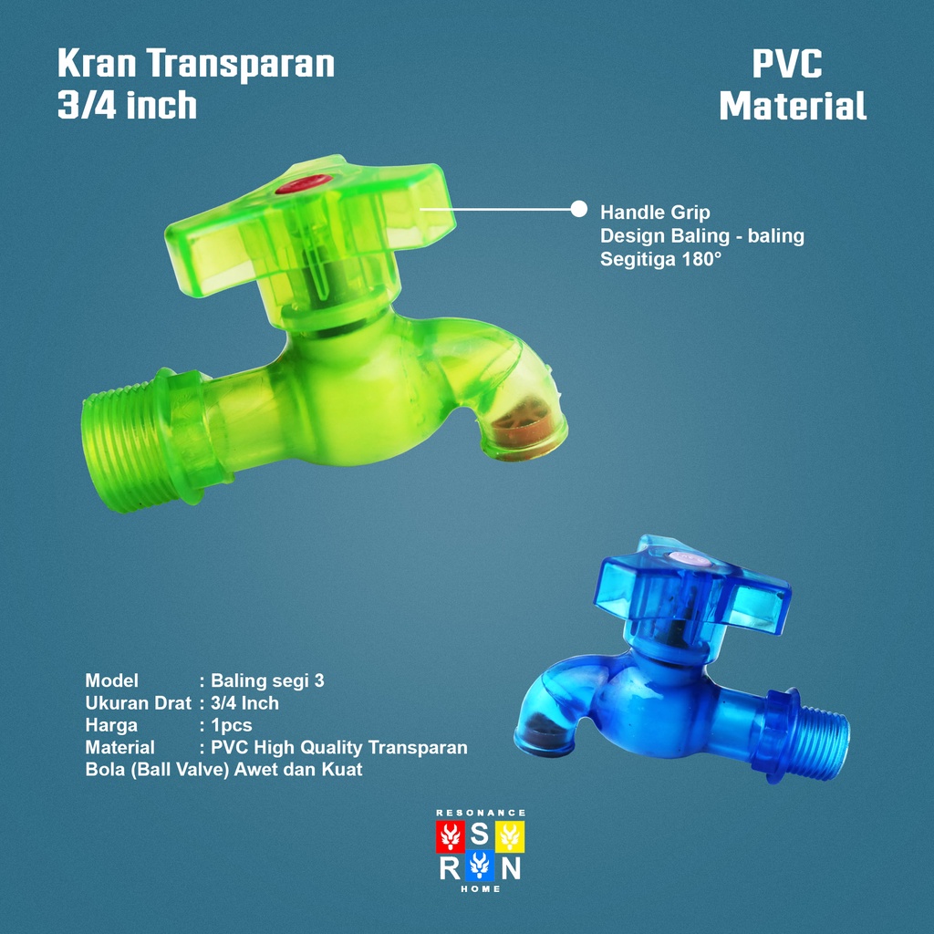 Kran Plastik Transparan 3/4 Inchi / Keran Kran Tembok Cuci Piring Resonance Home