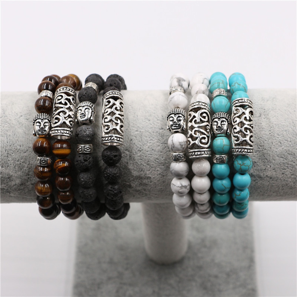 Hu Hu Hu Hu Hu Alat Bantu Pasang Kacamata♡ 2pcs Gelang Manikmanik Batu Alam Dengan Charm Kepala Budha Untuk Priawanita