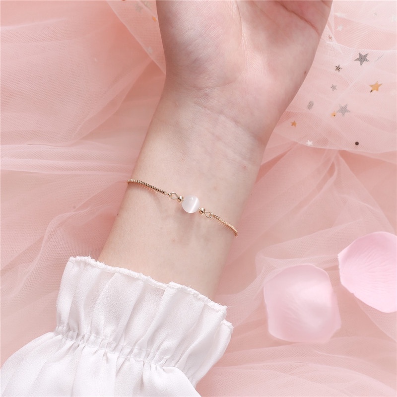 Gelang Kristal Opal Strawberry Adjustable Gaya Retro Korea Untuk Wanita