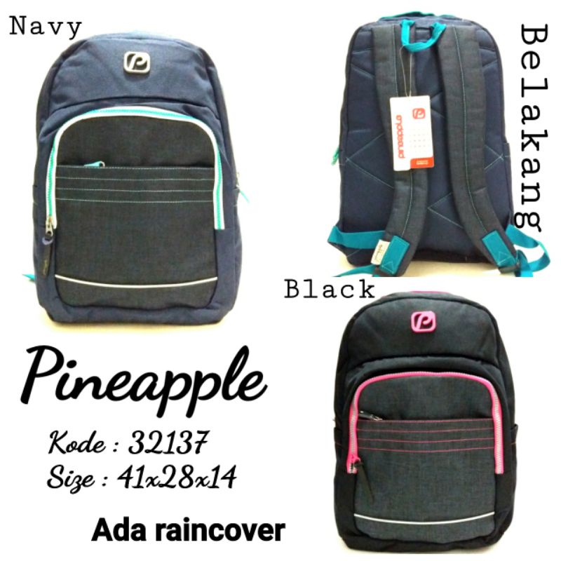 TAS RANSEL BACKPACK SEKOLAH TERBARU ANAK CEWEK TERMURAH PINEAPPLE 32137 Warna navy dan black