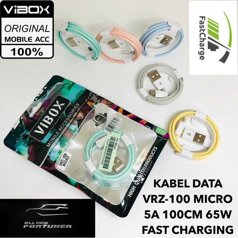 KABEL DATA MACARON VIBOX VRZ-100 5A 100CM 65W  FAST CHARGING MICRO Promo Sen