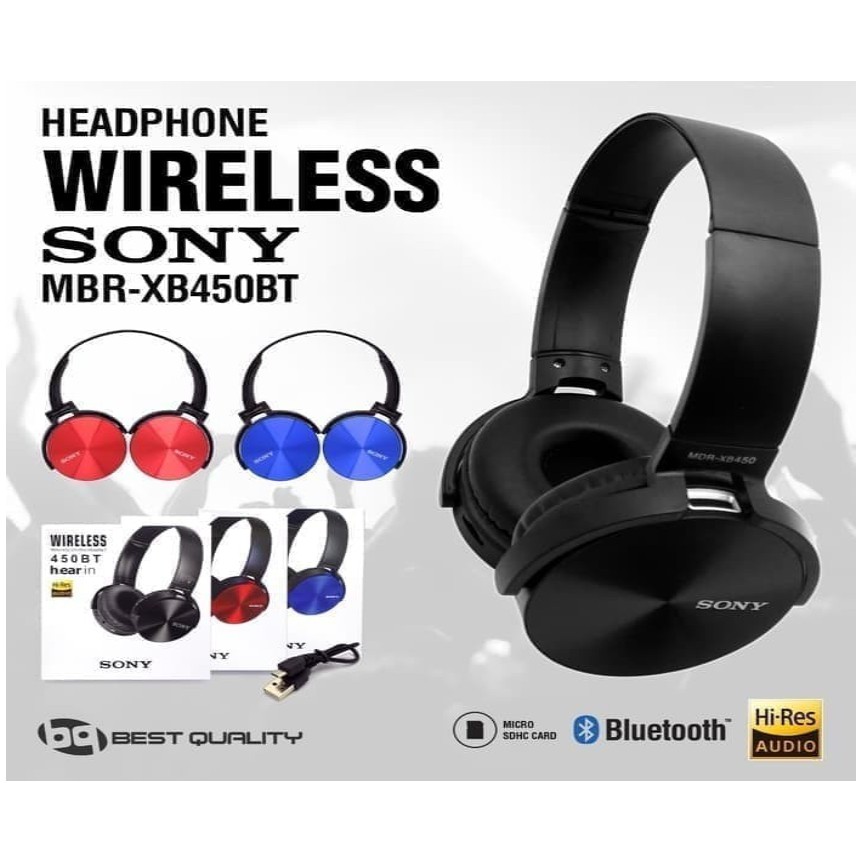 Headphone Sony Bando Bluetooth Wireless XB 450BT Headset Earphone Bluetooth