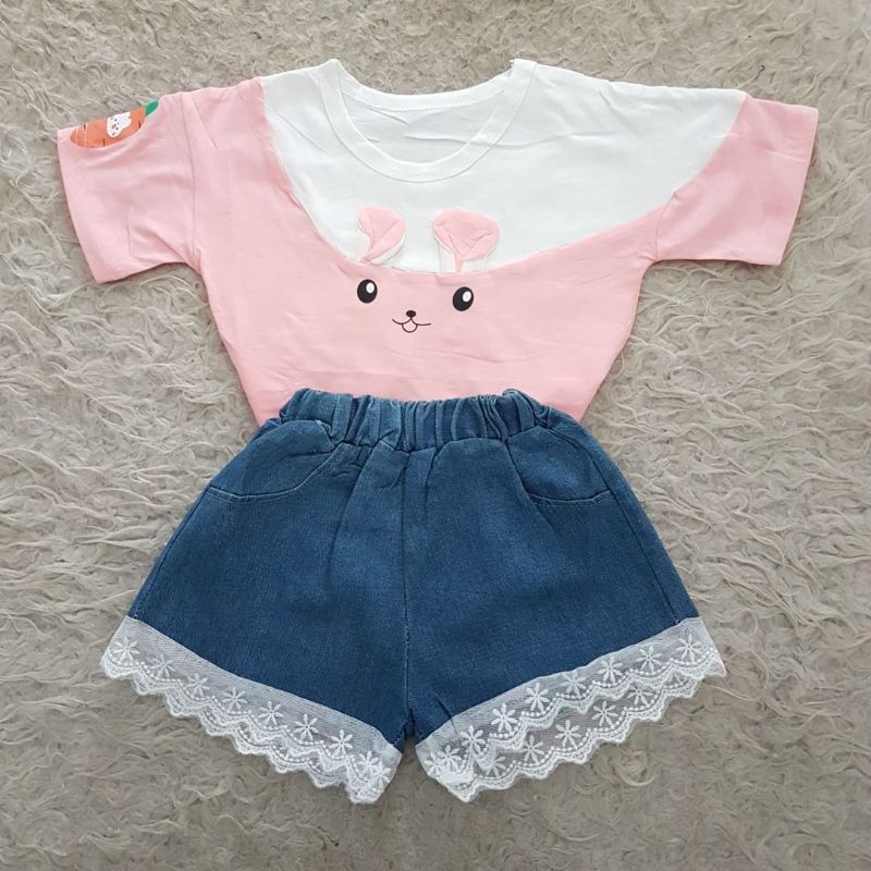 baju bayi  lace bear jeans