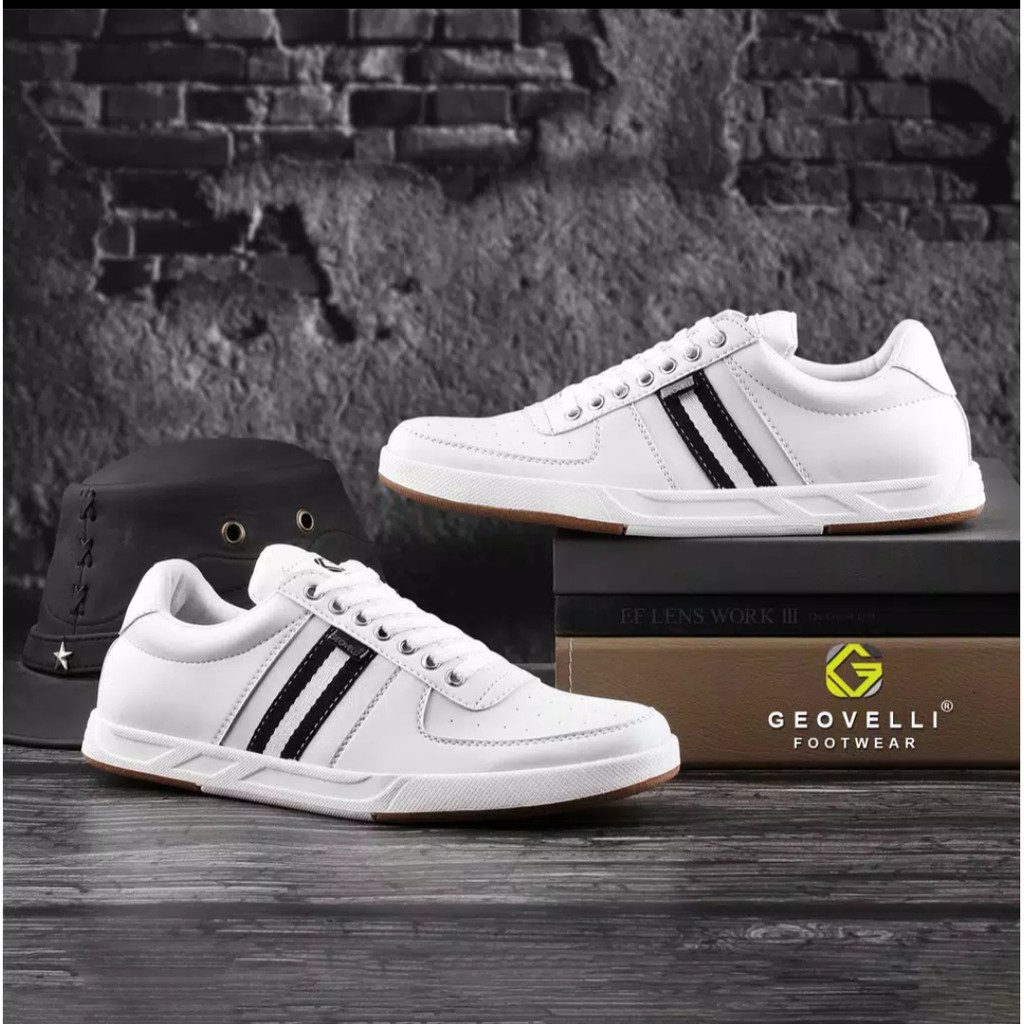 PROMO !!!Sepatu SNEAKERS Pria Original GEOVELLI COD bayar ditempat-Putih