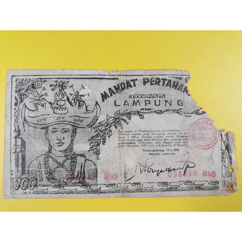 Uang Kuno Orida Lampung 100 Rupiah Tahun 1948 Fair