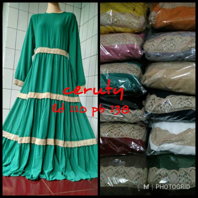 Gamis ceruti renda premium
