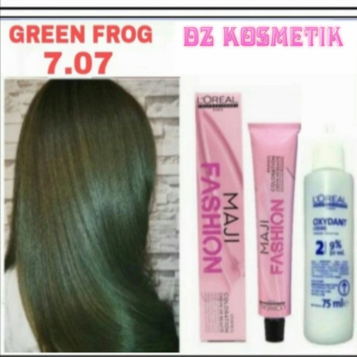 cat rambut loreal maji fashion 7.07 green frog - Cat saja
