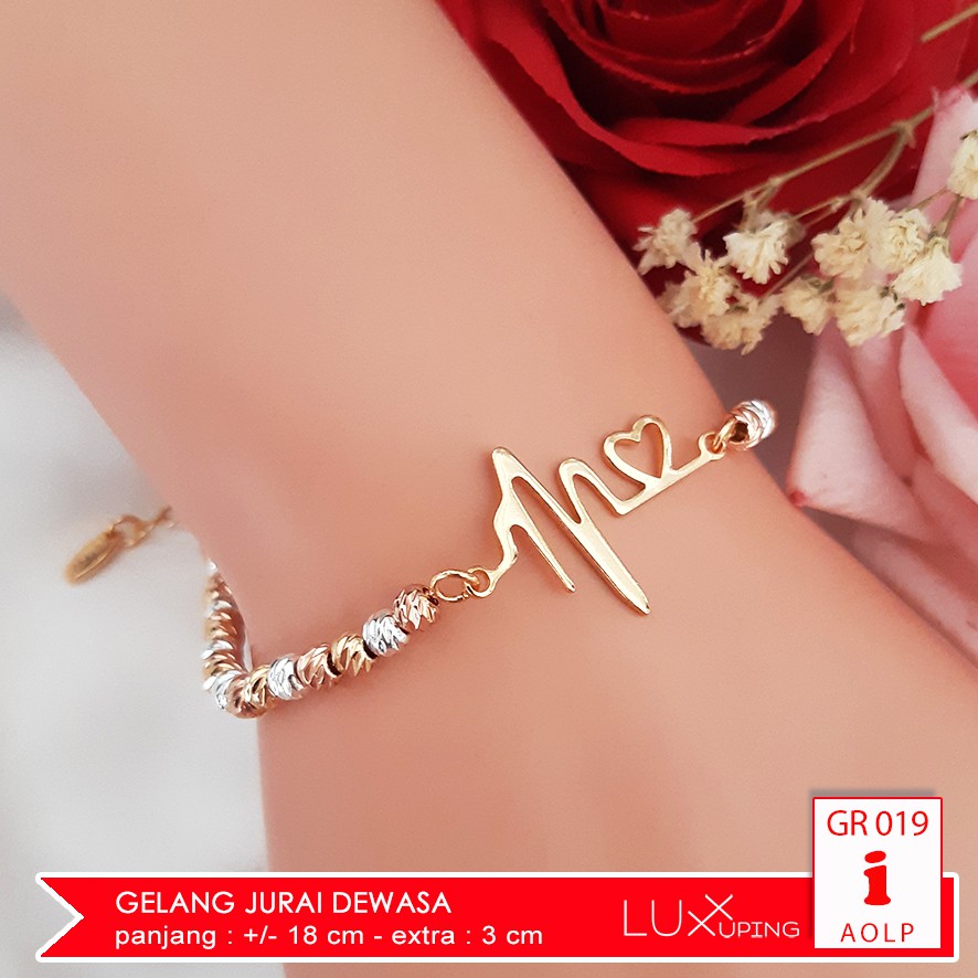 GR 019 Gelang Xuping Dewasa Kombinasi Tiga Warna Silver Gold Rose Gold Perhiasan Lapis Emas Luxx Xuping